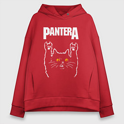 Толстовка оверсайз женская Pantera rock cat, цвет: красный