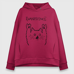 Толстовка оверсайз женская Evanescence - rock cat, цвет: маджента