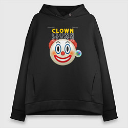 Толстовка оверсайз женская Litterly Clown, цвет: черный