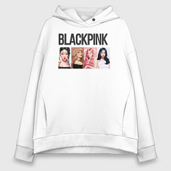 Толстовка оверсайз женская Корейская поп-группа Blackpink, анимационный стиль, цвет: белый