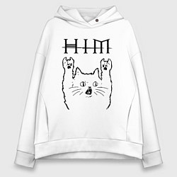 Толстовка оверсайз женская HIM - rock cat, цвет: белый