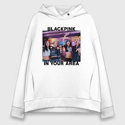 Толстовка оверсайз женская Blackpink HYLT Jennie Lisa Rose Jisoo, цвет: белый