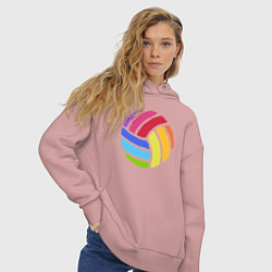 Толстовка оверсайз женская Rainbow volleyball, цвет: пыльно-розовый — фото 2