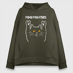 Женское худи оверсайз Foo Fighters rock cat