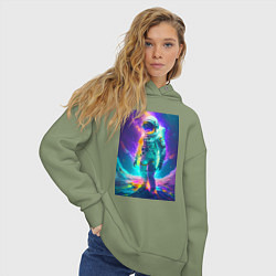 Толстовка оверсайз женская Сон астронавта - нейросеть, цвет: авокадо — фото 2