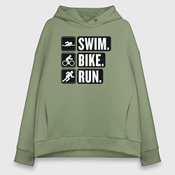 Женское худи оверсайз Swim bike run