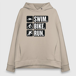 Женское худи оверсайз Swim bike run