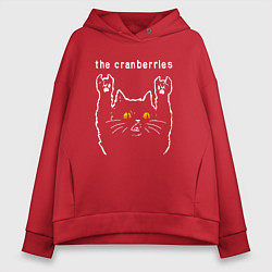 Толстовка оверсайз женская The Cranberries rock cat, цвет: красный