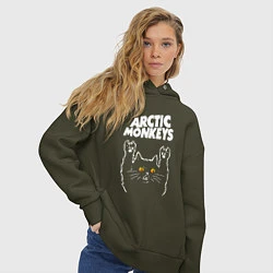 Толстовка оверсайз женская Arctic Monkeys rock cat, цвет: хаки — фото 2