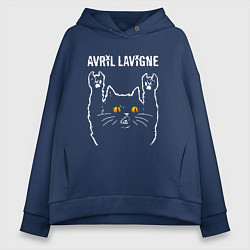 Толстовка оверсайз женская Avril Lavigne rock cat, цвет: тёмно-синий