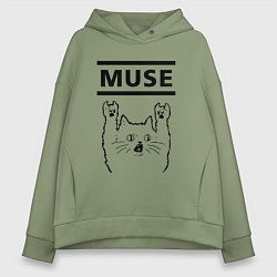 Женское худи оверсайз Muse - rock cat