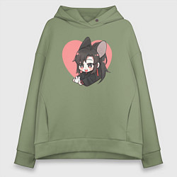 Толстовка оверсайз женская Wei Wuxian heart, цвет: авокадо