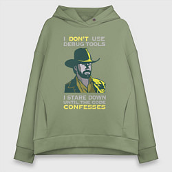Толстовка оверсайз женская Чак Норрис среди программистов, цвет: авокадо