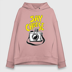 Толстовка оверсайз женская Cheese photo camera, цвет: пыльно-розовый