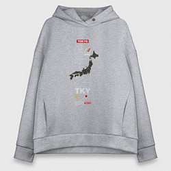 Женское худи оверсайз Japan Tokyo map