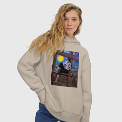 Толстовка оверсайз женская Берсерк под небом Ван Гога, цвет: миндальный — фото 2