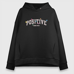 Толстовка оверсайз женская Positive vibes only, цвет: черный