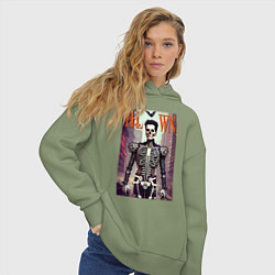Толстовка оверсайз женская Skeleton fashionista - art - poster, цвет: авокадо — фото 2