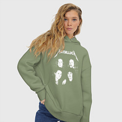 Толстовка оверсайз женская Metallica band, цвет: авокадо — фото 2