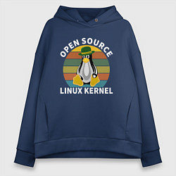 Женское худи оверсайз Пингвин ядро линукс