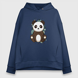 Толстовка оверсайз женская Странная панда, цвет: тёмно-синий