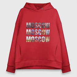 Толстовка оверсайз женская Moscow - Москва, цвет: красный