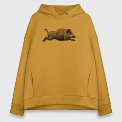 Толстовка оверсайз женская Кабан бежит, цвет: горчичный