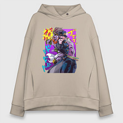 Толстовка оверсайз женская Джотаро - Jojo, цвет: миндальный