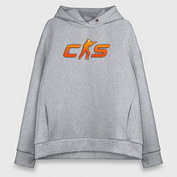 Толстовка оверсайз женская CS 2 orange logo, цвет: меланж