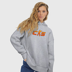 Толстовка оверсайз женская CS 2 orange logo, цвет: меланж — фото 2