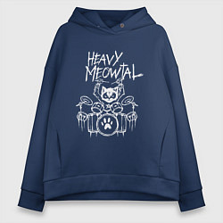 Женское худи оверсайз Heavy Meowtal - кошачья музыка