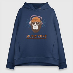 Толстовка оверсайз женская Monkey music zone, цвет: тёмно-синий