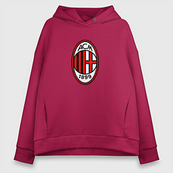 Толстовка оверсайз женская Футбольный клуб Milan, цвет: маджента