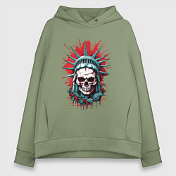 Толстовка оверсайз женская Зомби Статуя Свободы, цвет: авокадо