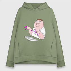 Толстовка оверсайз женская Питер Гриффен с длинными ногтями, цвет: авокадо
