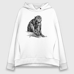 Толстовка оверсайз женская Обезьяна на дереве, цвет: белый