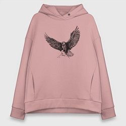 Толстовка оверсайз женская Орёл машет крыльями, цвет: пыльно-розовый