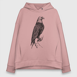 Толстовка оверсайз женская Орёл на бревне, цвет: пыльно-розовый