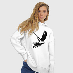 Толстовка оверсайз женская Попугай летит трафарет, цвет: белый — фото 2