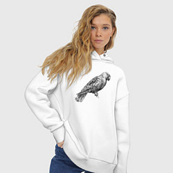 Толстовка оверсайз женская Попугай амазон, цвет: белый — фото 2