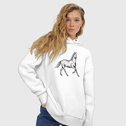 Толстовка оверсайз женская Лошадь скачет в профиль, цвет: белый — фото 2