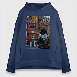 Толстовка оверсайз женская MoMo - Лондон, цвет: тёмно-синий