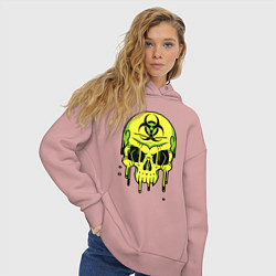 Толстовка оверсайз женская Biohazard skull, цвет: пыльно-розовый — фото 2