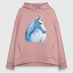 Толстовка оверсайз женская Голубая лошадь, цвет: пыльно-розовый