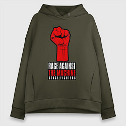 Толстовка оверсайз женская Rage against the machine - fist, цвет: хаки