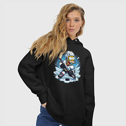 Толстовка оверсайз женская Гомер Симпсон - хоккейный нападающий, цвет: черный — фото 2