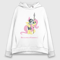 Толстовка оверсайз женская Флаттершай на страже добра, цвет: белый