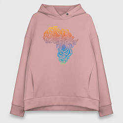 Толстовка оверсайз женская Разноцветная зебра, цвет: пыльно-розовый