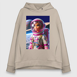 Толстовка оверсайз женская Барби - крутой космонавт, цвет: миндальный