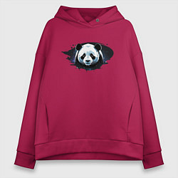 Толстовка оверсайз женская Грустная панда портрет, цвет: маджента